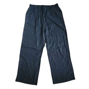 Briggs Pants Womens Size L Large Solid All Black Pull On Linen Beachy Vacation